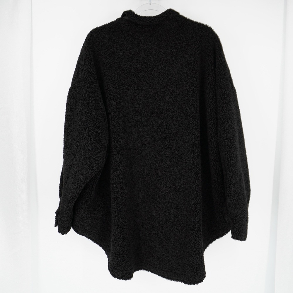 Good American Sherpa Shacket Jacket Midnight Black size 5/6 Faux Leather - Picture 13 of 13